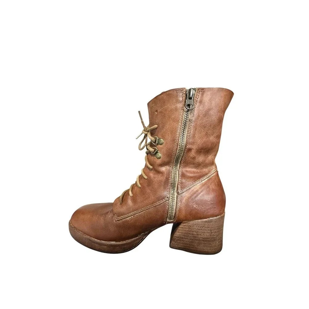 Kork-Ease Women's Raleigh Leather Ankle Boot Sz 10M Side Zip Y2K Brown Platform